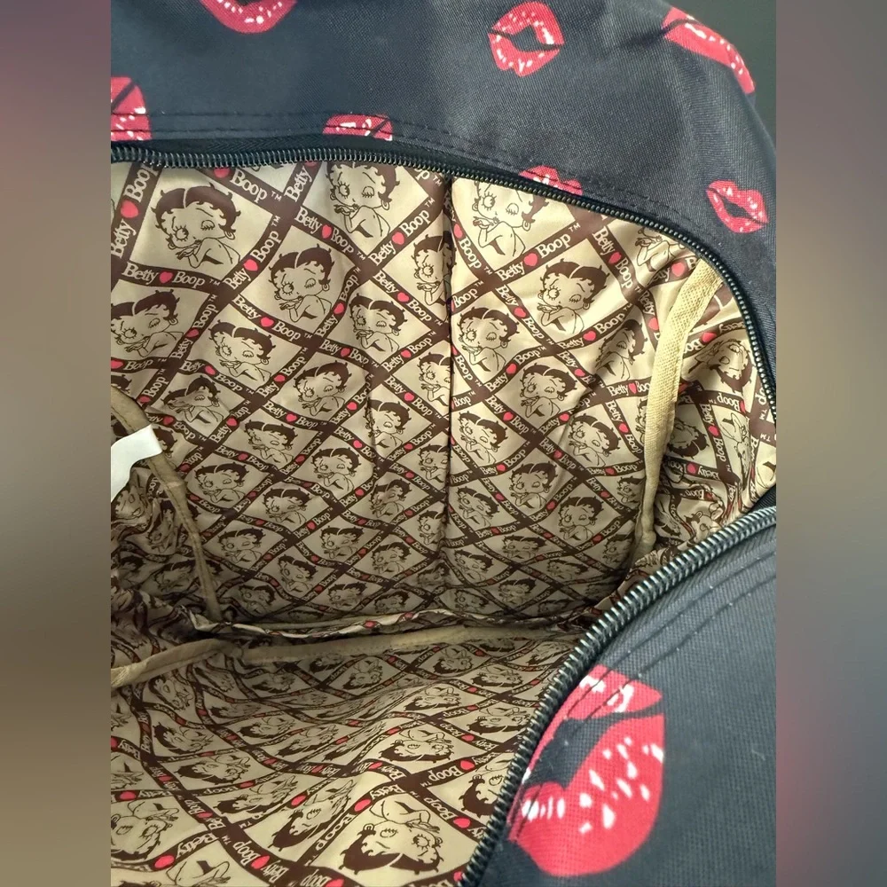 Nwt Betty Boop Black Backpack with Red Lips and Character Design